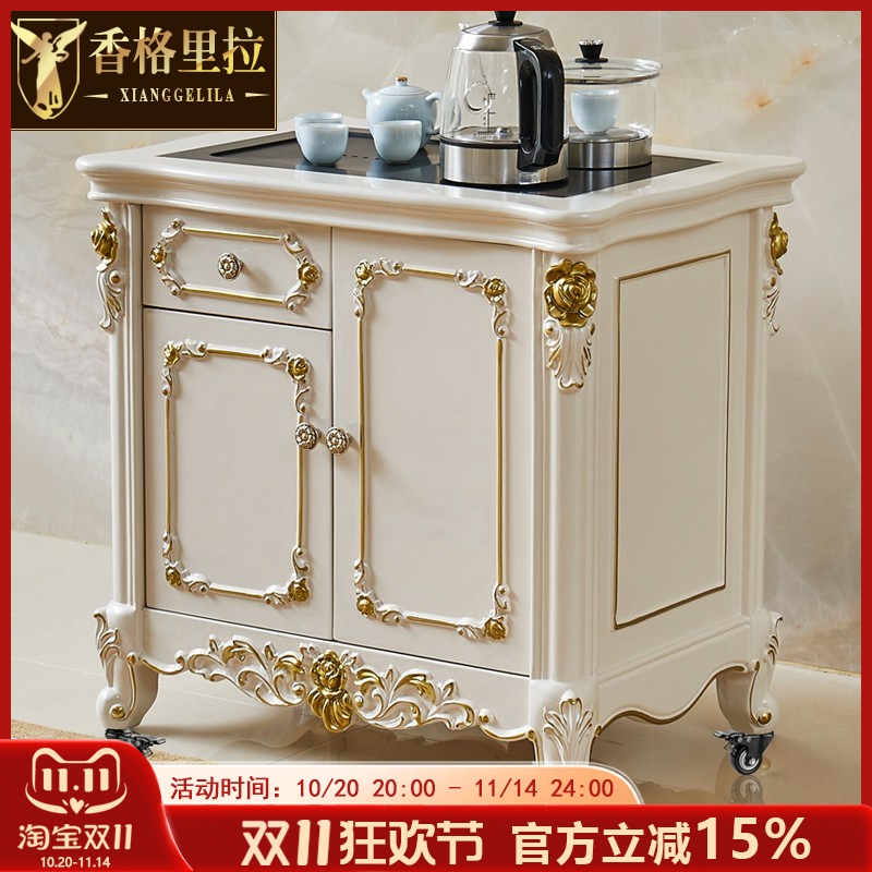 欧式实木小茶桌茶吧机茶车茶水柜烧水小茶台边几家用移动阳台茶桌