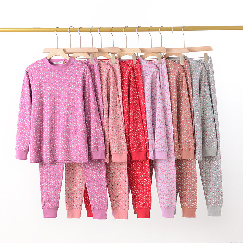 中老年加肥加大码秋衣秋裤女200斤胖妈妈纯棉套装中高领老人保暖