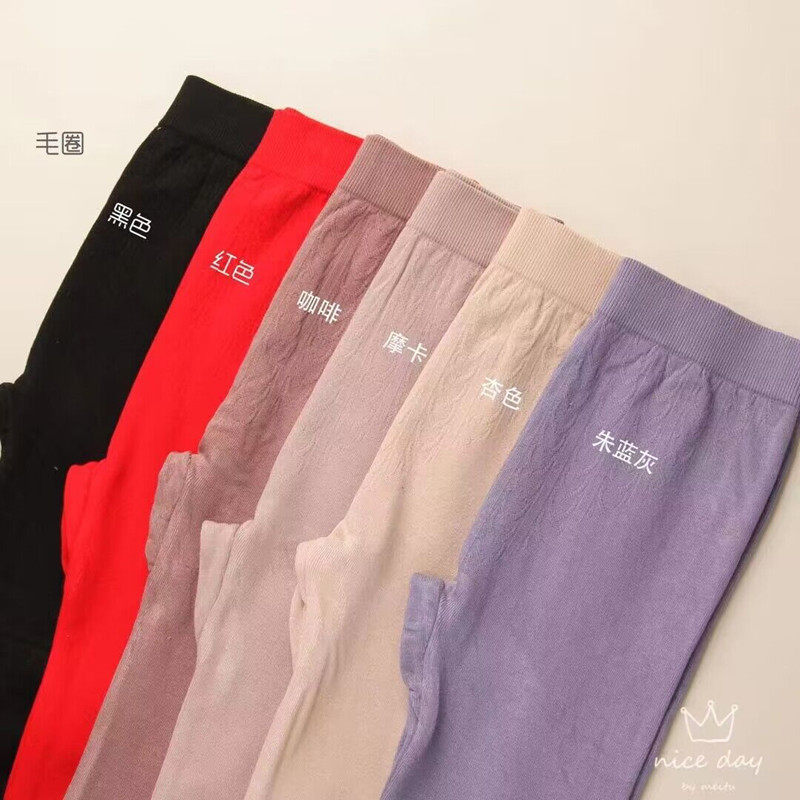 冬季加绒厚秋裤女内穿紧身美体毛圈薄绒保暖裤学生衬裤线裤打底裤