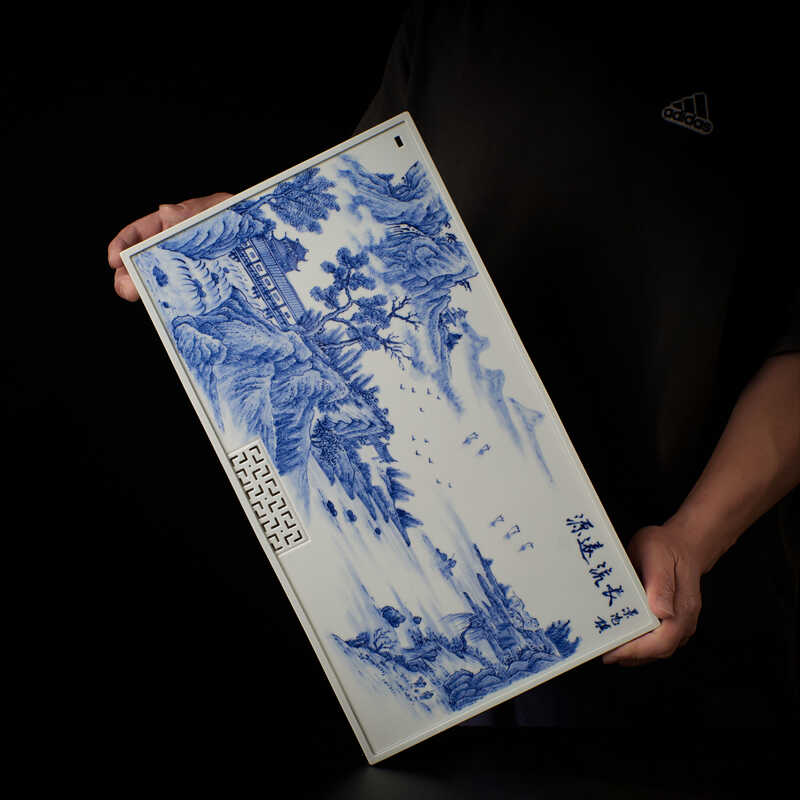 老师陶瓷茶盘纯手绘特大号