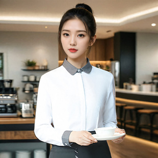 酒店服务员工作服高端保洁员美容师餐厅餐饮店棠越足疗奶茶店衬衫