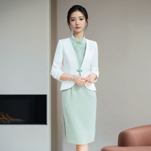 职业连衣裙女新中式套装工作服2026春夏高级感美容院售楼酒店工装