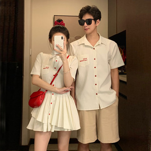 disoo情侣装春装2026新款夏季一裙一衣套装休闲连衣裙高级感衬衫