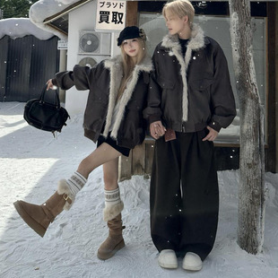 disoo情侣装冬装棉衣2025新款冬季韩版毛领棉服套装高级感外套