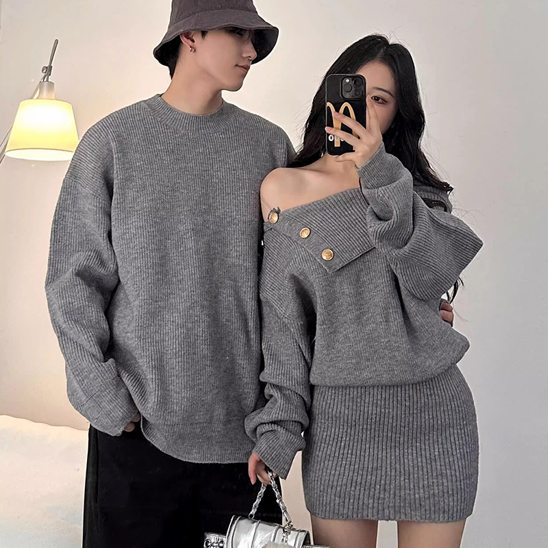 disoo情侣装冬装2025秋冬季新款韩系一裙一衣套装针织衫高级毛衣