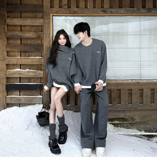 disoo情侣装冬装2025秋冬季新款韩系高级感套装特别的针织衫毛衣