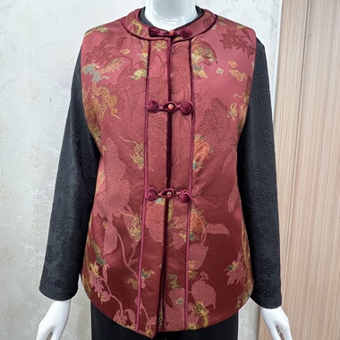 晟利达2606元旦新款马甲中老年女装妈妈装夹棉国风外套