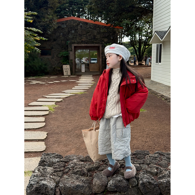 韩版中大童简约拉链冲锋衣