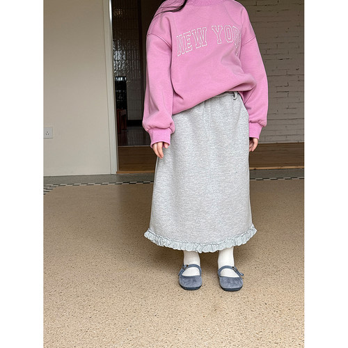 女童韩版气质下摆花边半身裙