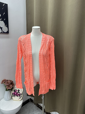 2025春秋款镂空针织衫亮色系高级感轻奢风外套开衫女士精品韩系