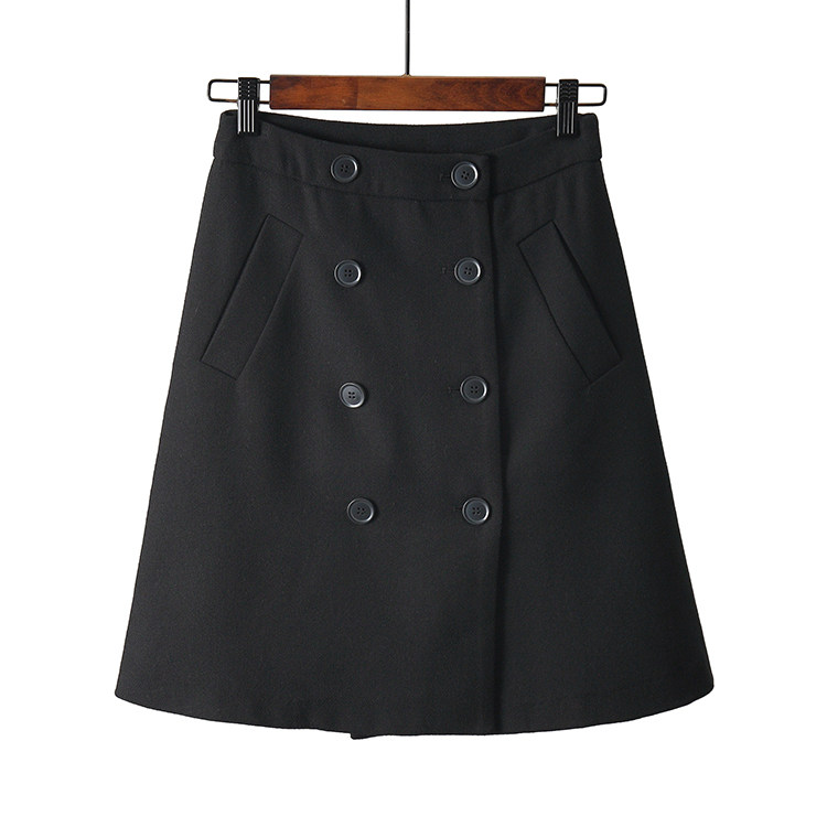 品质好货 女装秋冬款高腰时尚气质百搭显瘦A字版双排扣短裙半身裙