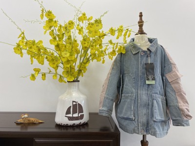 捡漏卡拉美女童水洗牛仔可拆卸内胆羽绒服大码110-150团购大货