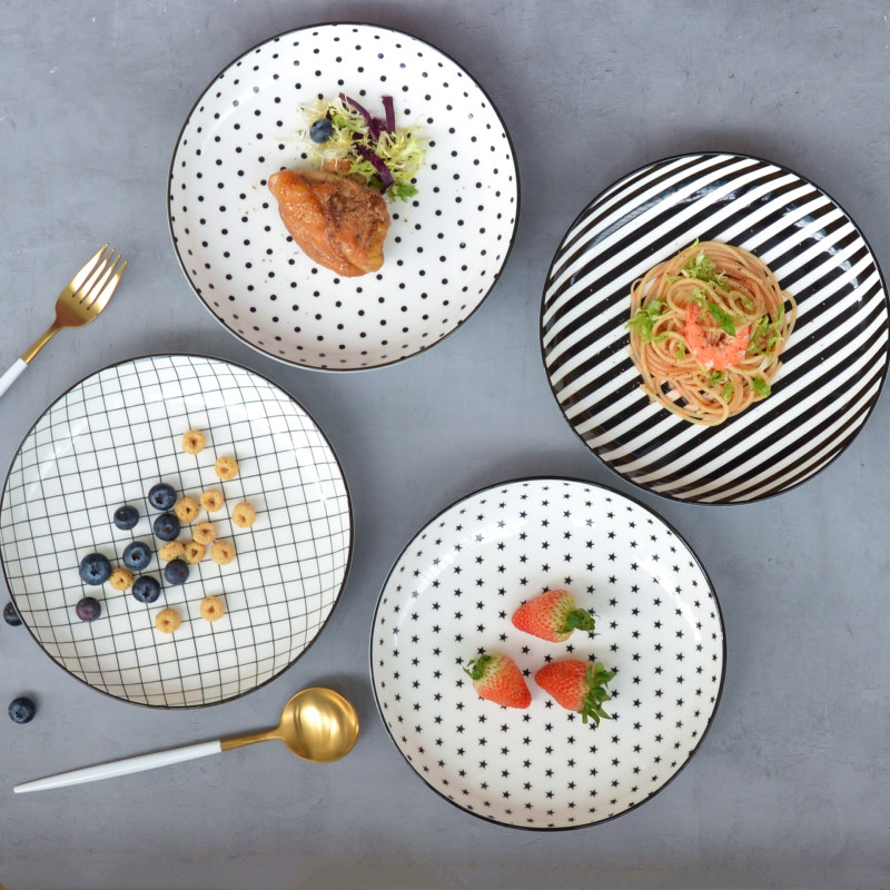 Underglaze color Nordic simple small fresh household ceramic plate
