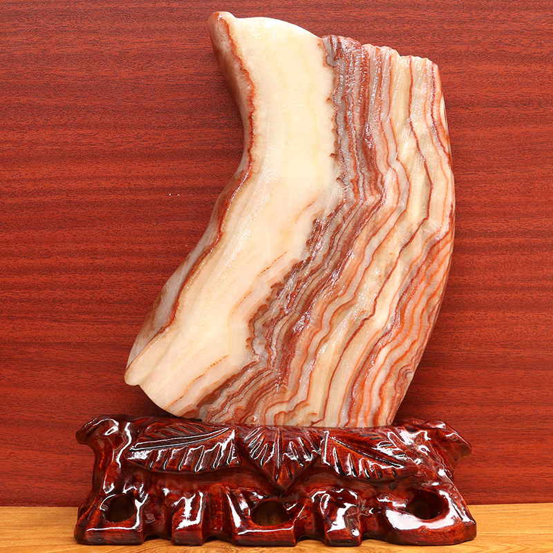 天然石材奇石摆件猪肉石桌面装饰雕刻石摆件19*26*2cm1672g