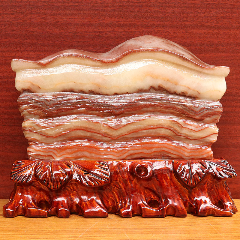 天然石材奇石摆件猪肉石桌面装饰雕刻石摆件29*23*5cm5617g