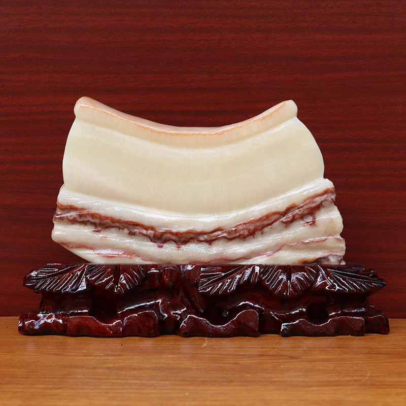 天然石材奇石摆件猪肉石桌面装饰雕刻石摆件26*16*2cm1865g