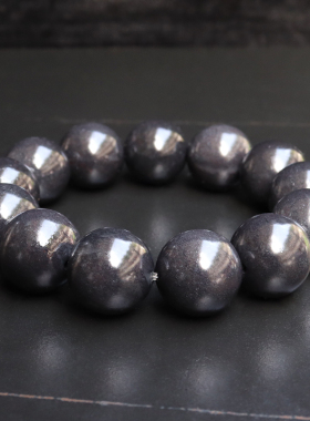 天然鸡血玉上朗料黑色男士手串