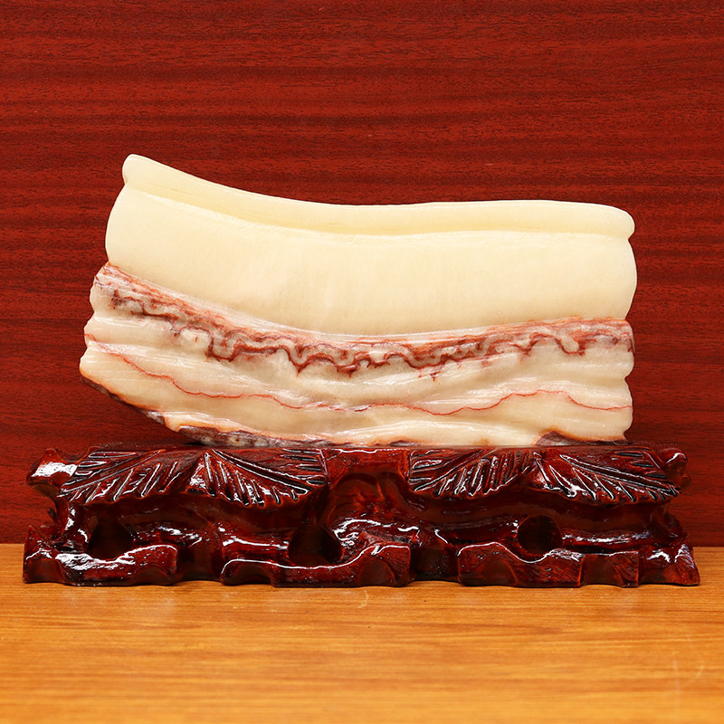 天然石材奇石摆件猪肉石桌面装饰雕刻石摆件23*13*2cm1450g