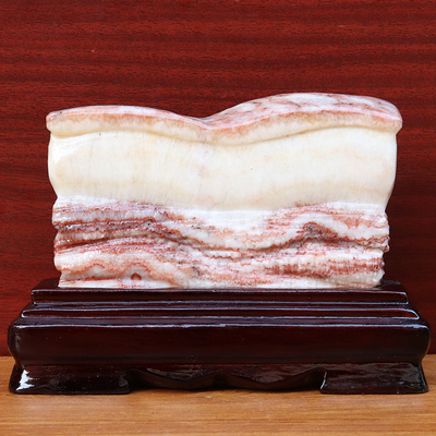 天然石材奇石摆件猪肉石桌面装饰雕刻石摆件17*12*2cm922g