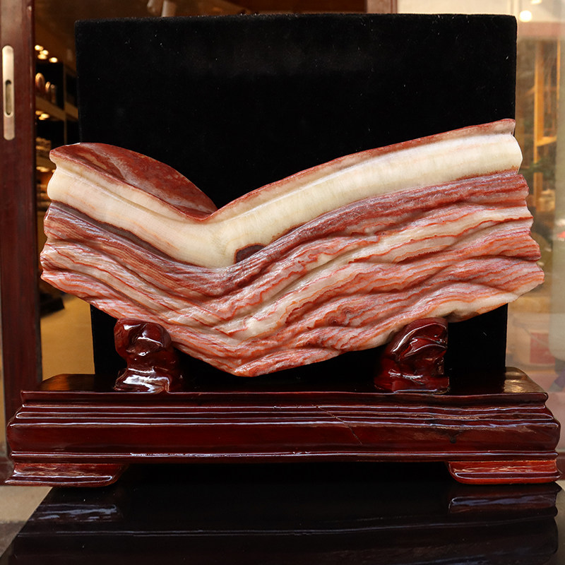 猪肉石天然石肉石广西柳州红烧肉腊肉五花肉摆件44*12*19cm11637g