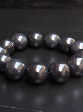 天然鸡血玉上朗料黑色男士手链