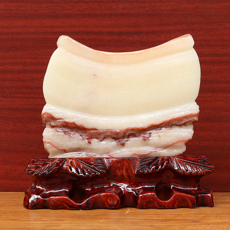 天然石材奇石摆件猪肉石桌面装饰雕刻石摆件17*15*2cm1186g