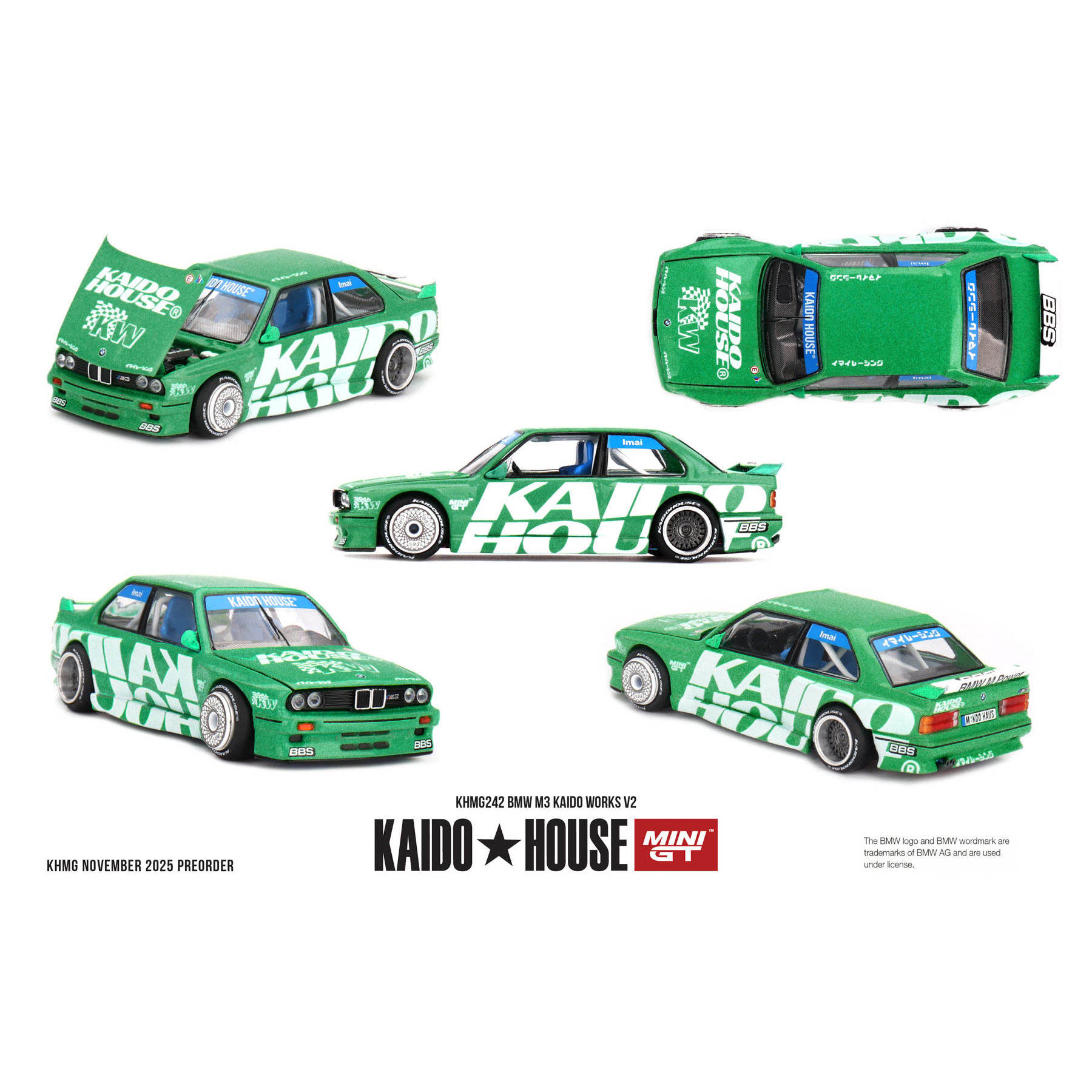 Kaido House MINIGT 宝马BMW M3 绿色合金汽车模型【KHMG242】 - 实物图