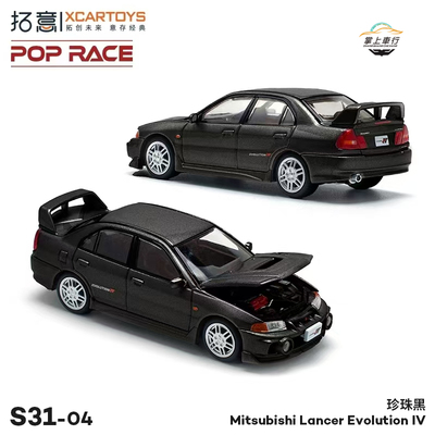 拓意POPRACE-1:64-三菱LancerEvo黑色合金胶胎汽车模型【S31-04】