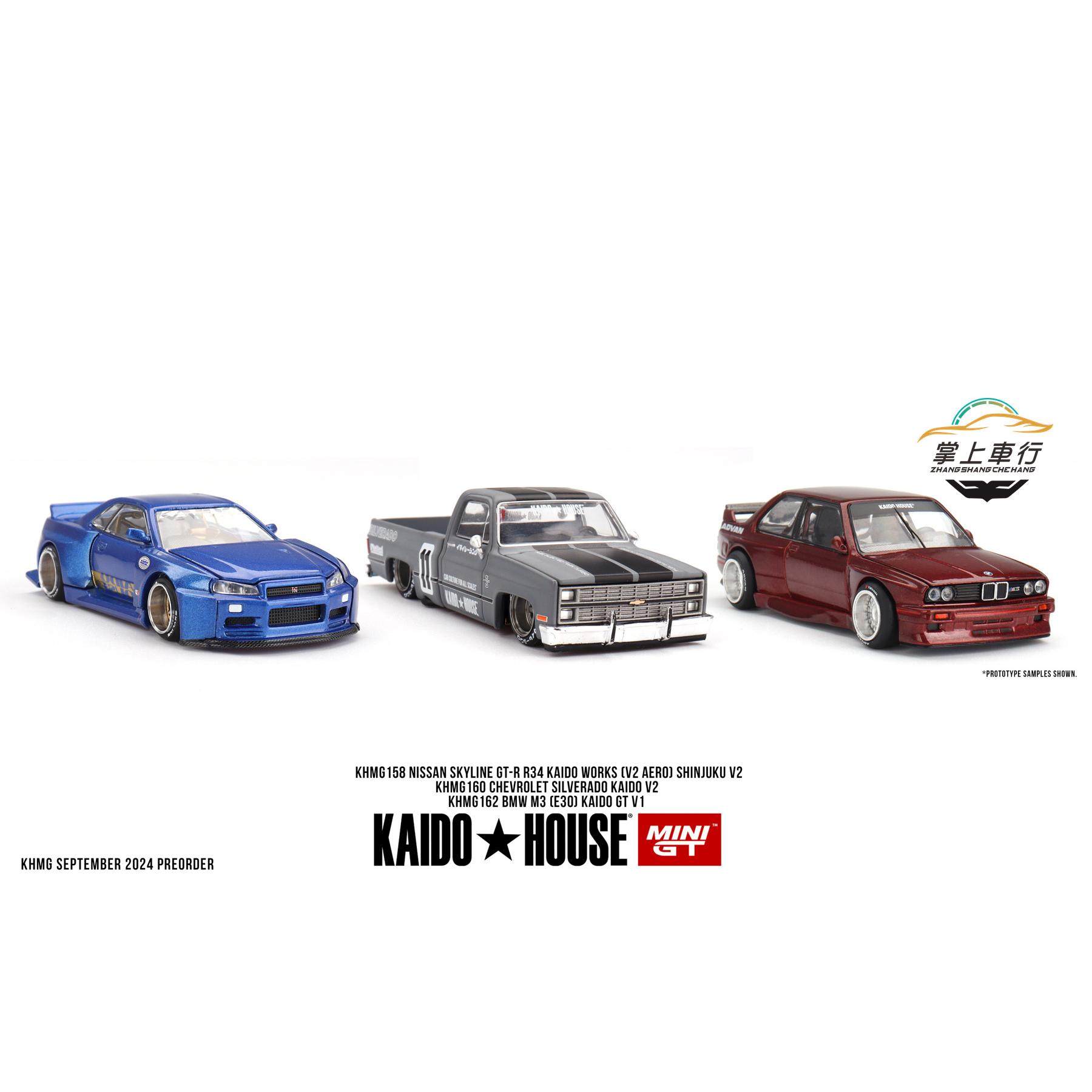Kaido House& MINIGT 宝马BMW M3雪佛兰皮卡R34蓝色合金模型1:64 - 实物图