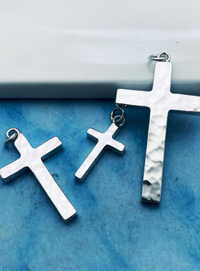 十字架吊坠纯银刻字情侣挂件diy