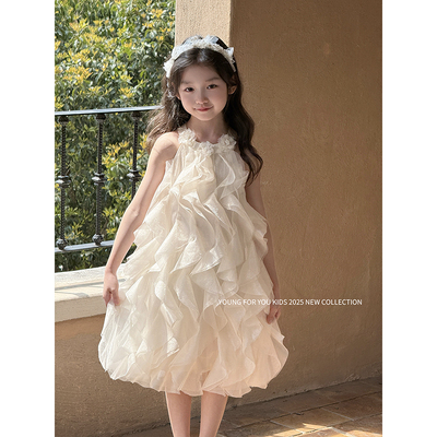 YFY夏季新款女童仙女裙连衣裙网纱韩系甜美礼服公主裙花瓣裙