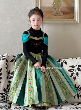 YFY女童秋冬安娜加冕公主裙连衣裙高定刺绣礼服冰雪奇缘生日