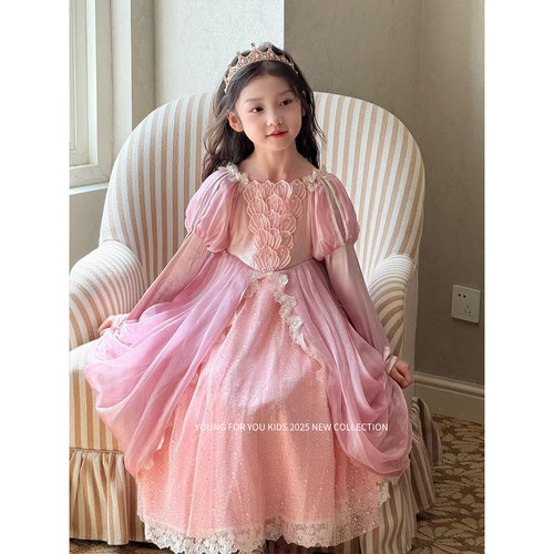 YFY女童秋爱丽儿公主裙连衣裙生日礼服美人鱼长裙四季可穿高级