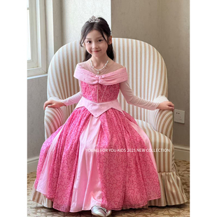 YFY女童秋爱洛公主睡美人连衣裙粉色高级礼服生日长裙万圣节
