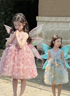 YFY夏季女童花瓣仙女裙蝴蝶精灵公主裙蓬蓬裙高定气质礼服连衣裙