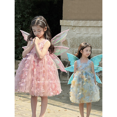 YFY夏季女童花瓣仙女裙蝴蝶精灵公主裙蓬蓬裙高定气质礼服连衣裙