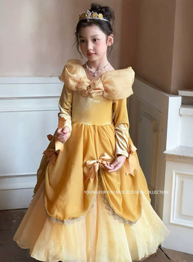 YFY秋冬女童贝儿公主高定复古宫廷风连衣裙公主裙生日礼服万圣节