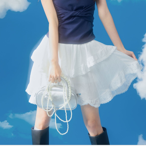 DUBZZY【奶云蛋糕】千金风设计感春季韩系蛋糕短裙半身裙女Q114S2