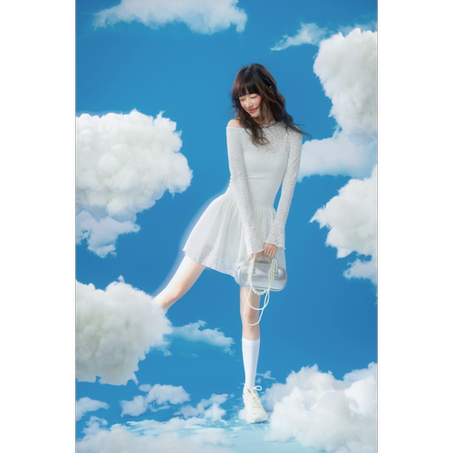 DUBZZY【天使精灵】蕾丝设计感真两件仙女欧若风连衣裙女L149S24Z