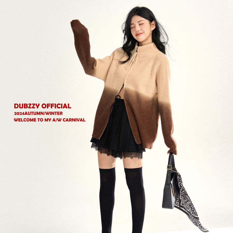 DUBZZY【微调龙舌兰】设计感老钱慵懒风重工坑条渐变毛衣女M090S2