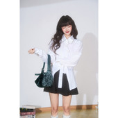 奶油花 设计感手工花飘带修身 内搭长袖 DUBZZY 衬衫 上衣女C264S2