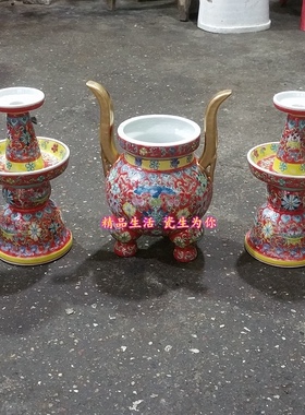 景德镇仿古风手绘粉彩祭祀陶瓷器