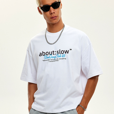 SlowGang短宽版型280g休闲印花 cleanfit小领口纯棉BoxyT恤短袖男