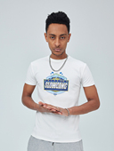 SlowGang修身 弹力t恤男 小领口紧身半袖 嘻哈重磅印花短袖 Drip美式