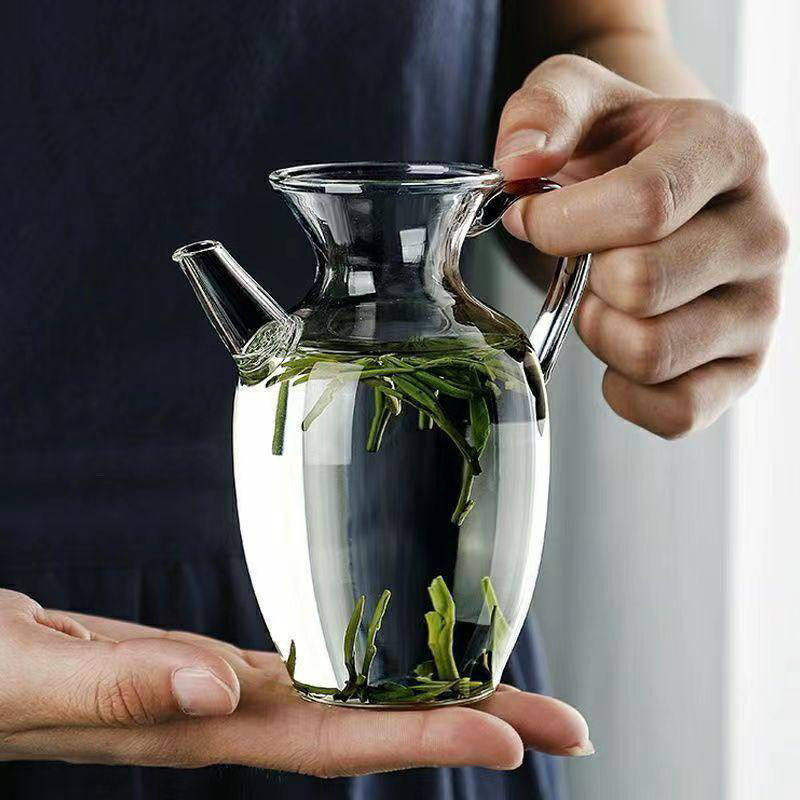 日式高硼硅耐热玻璃茶壶小号绿茶花茶壶仿宋执壶公道杯泡茶带滤网