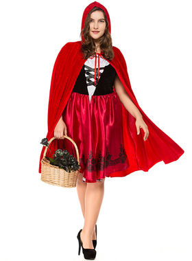 大码胖人装万圣节服饰小红帽服装 成人亲子cosplay服派对装 品色