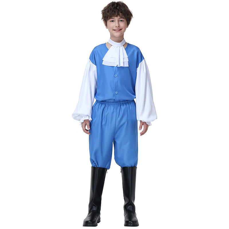 儿童蓝白宫廷风王子礼服