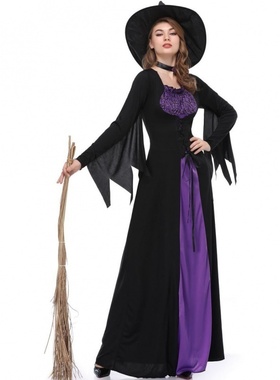 万圣节女巫紫色吸血巫婆装女化装舞会表演制服连衣裙演出服舞台装