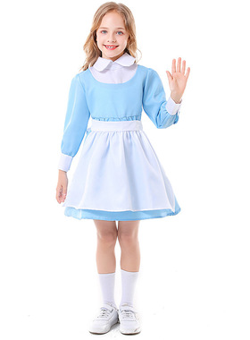 六一节儿童Nurse角色扮演游戏制服 万圣节蓝白色女仆护士裙舞台服