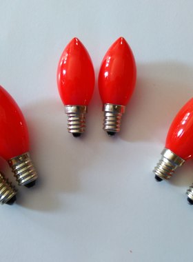 220VLED红色小灯泡官老爷招财神供佛神明莲花灯泡烛台蜡烛E12E14